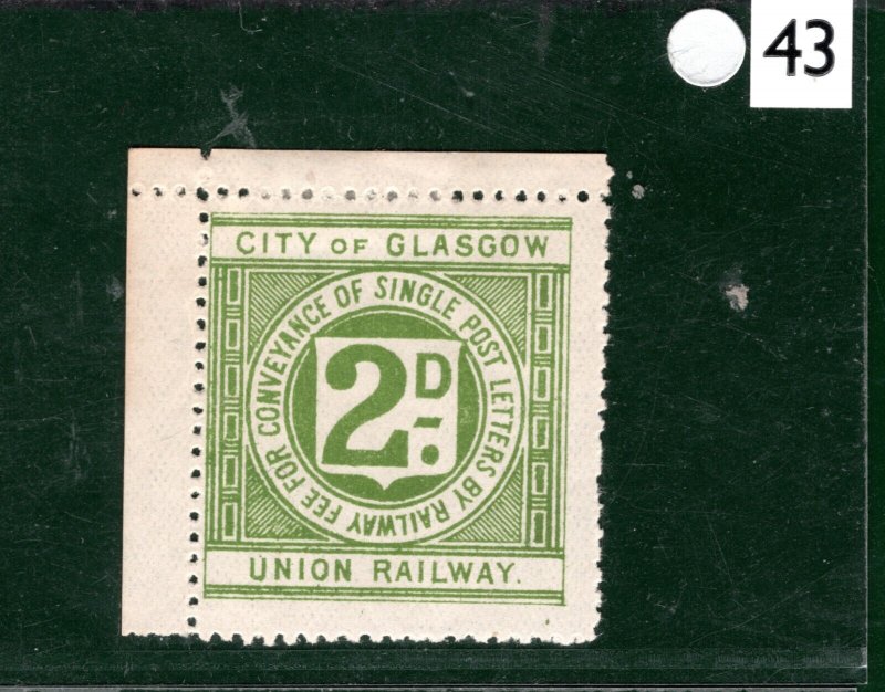 GB Scotland CGUR Railway Letter Stamp 2d Glasgow Union Railway Mint MM S2WHITE43