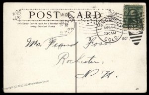 USA 1907 Colorado LONGMONT Post Office Main Street PPC 90056