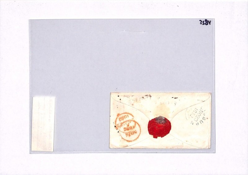 GB IRELAND Cover LISBURN Numeral 1d Red CLEAR PROFILE Large Margins 1852 YB25