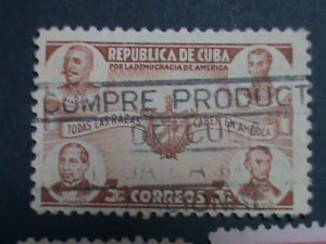 ​CUBA-LION CLUB-ROTARY CLUB-PRESIDENT LINCOLN ON VERY OLD CUBA USED STAMP-VF