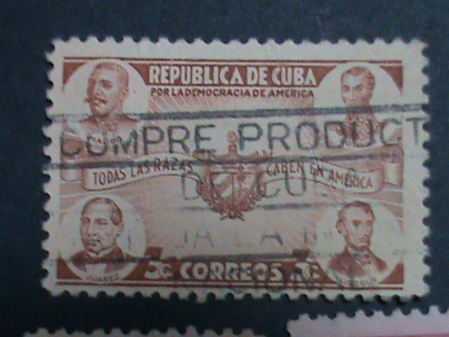 ​CUBA-LION CLUB-ROTARY CLUB-PRESIDENT LINCOLN ON VERY OLD CUBA USED STAMP-VF