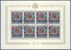 Liechtenstein 1973 Coats of Arms Mi. 590 Sheet Used