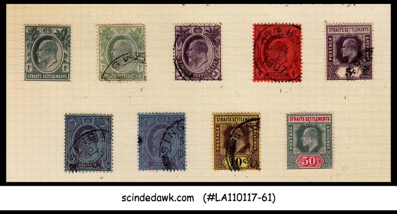 STRAITS SETTLEMENTS - 1904-06 SELECTED KEDVII STAMPS - 9V - USED