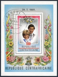 Central Africa 461,CTO.Michel Bl.134. Royal wedding 1981:Prince Charles,Diana.