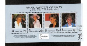 Gibraltar, Postage Stamp, #754 Sheet Mint NH, 1998 Princess Diana