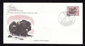Flora & Fauna of the World #143d-stamp on FDC-Animals-Muskox-DDR-single stamp an