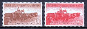 PAPUA NEW GUINEA — SCOTT 144,145 — 1958 CATTLE PICTORIALS — MNH/MLH — SCV $41.00