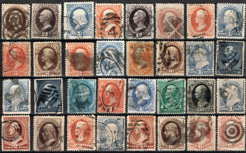 [0715] 1870-90 Selection of 32 stamps used « Bank note issue »