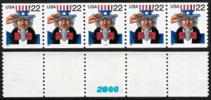 Sc 3353   22¢ Uncle Sam PNC/5 #1111, # on # Beauty, MNH