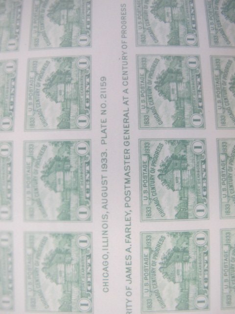Sc# 766a U.S 1¢ Chicago 1935 Farley Special Printing pres sheet MNGAI CV $265.00