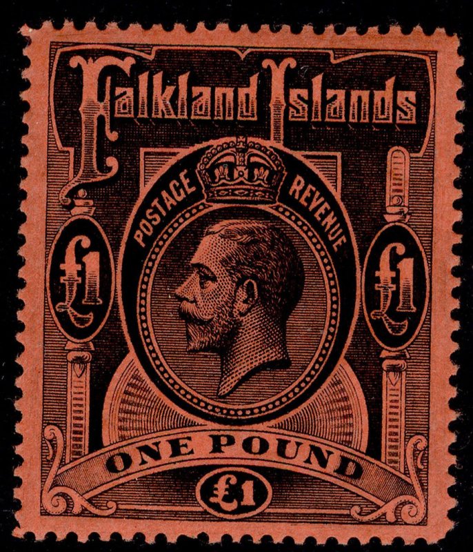 FALKLAND ISLANDS GV SG69, £1 black/red, LH MINT. Cat £550.