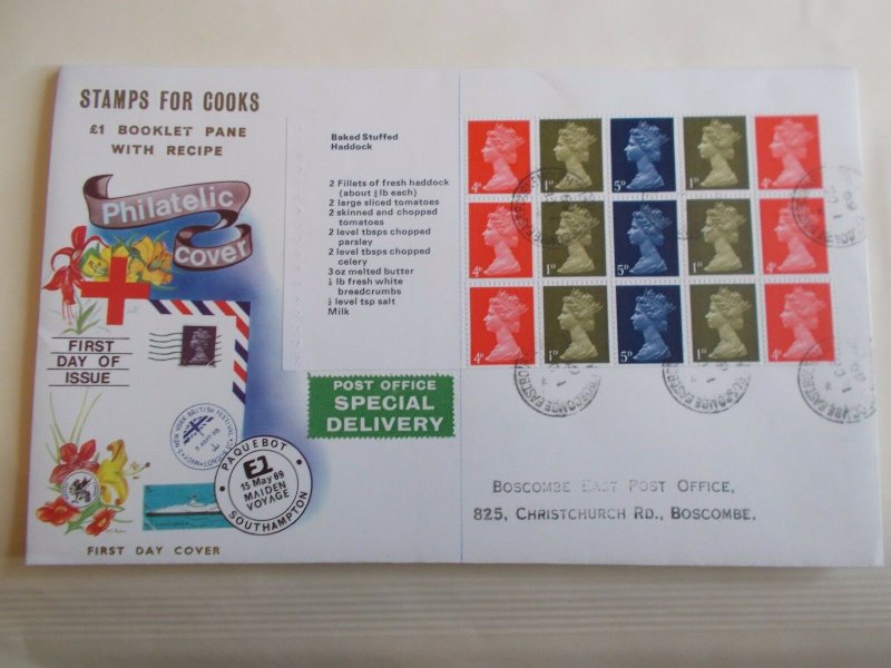 1969 Stamps For Cooks Booklet Panes Set on 4 Rarer Wessex Fdc's with Cds Cancels