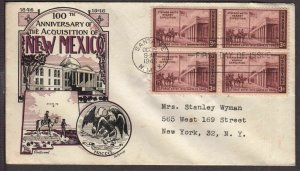 1946 New Mexico Centennial Ft. Kearny Sc 944 Dorothy Knapp / Fleetwood cachet