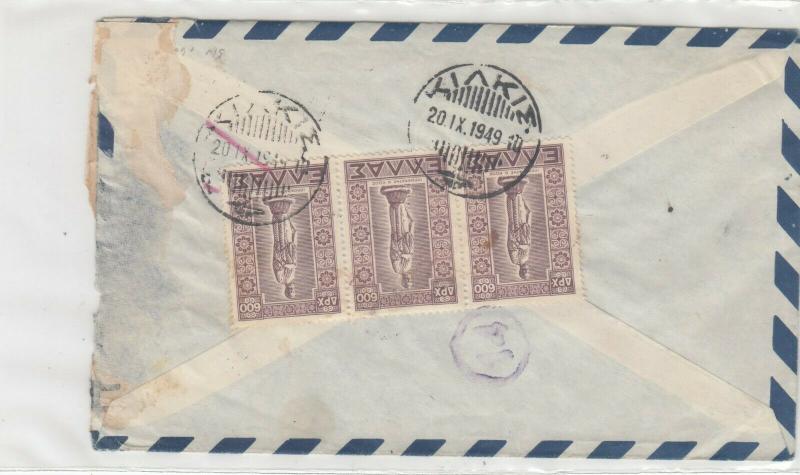 Cover Greece Civil War 1949 to U.S.A. Censored