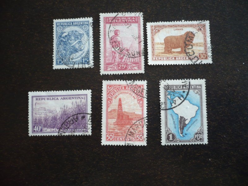 Stamps - Argentina - Scott#435,441-444,446 - Used Partial Set of 6 Stamps