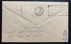 1942 England Airmail First Wartime Trans Atlantic Flight Cover to Newfoundland