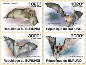 BURUNDI - 2011 - Bats - Perf 4v Set - Mint Never Hinged