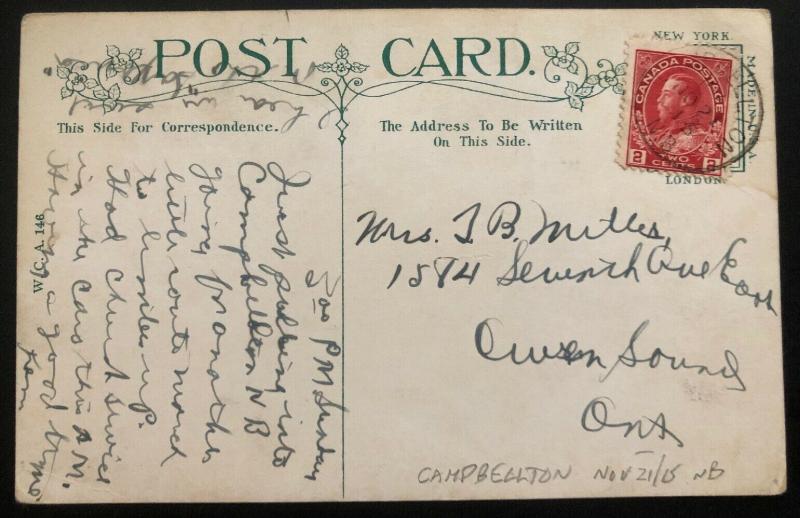 1915 Campbellton Canada Picture Postcard Cover Cyclist Army Leaving W Picks