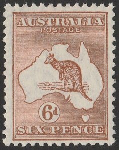 AUSTRALIA 1929 Kangaroo 6d Small Multi wmk. MNH **. ACSC 22A cat $100.