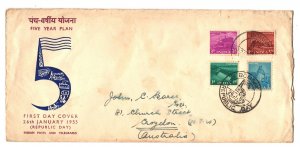 India 1955 First Day Cover - Five Year Plan - to Australia