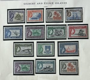 Gilbert & Ellis Is. QEII 1956 set Sc 61-72,84-85 Mint NH in Mounts