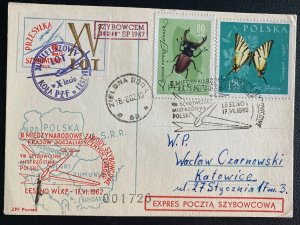 1962 Leszano Poland First Day Postcard Cover  Glider Special Flight