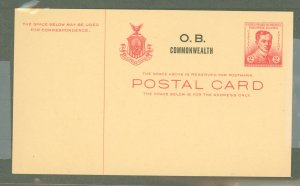 Philippines  1948 2c Red, O. B. Commonwealth Ovpt.