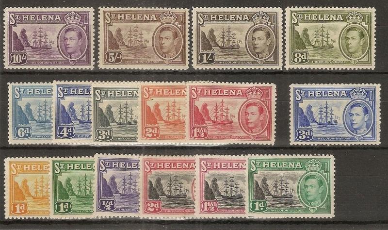 St Helena 1938-49 Definitive Set Cat£140+ (17v)