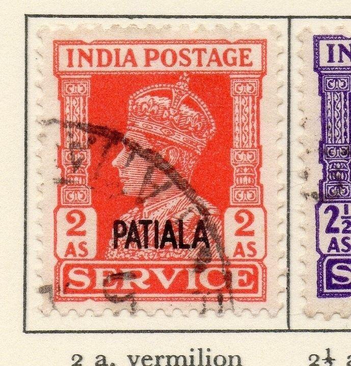 Patiala 1940-45 Early Issue Fine Used 2a. Optd Patiala Service 029245