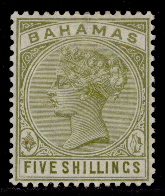 BAHAMAS QV SG56, 5s sage-green, M MINT. Cat £90.