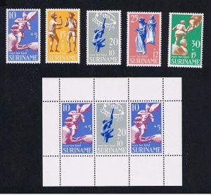 Surinam #B157-B161  MNH OG   Semi-Postal w/159a Free S/H