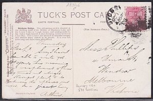 AUSTRALIA NSW 1906 postcard with 1d Arms - JS/S perfin - unusual use.......A8346