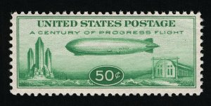 GENUINE SCOTT #C18 F-VF MINT OG NH 1933 GREEN CHICAGO GRAF ZEPPELIN  #11170