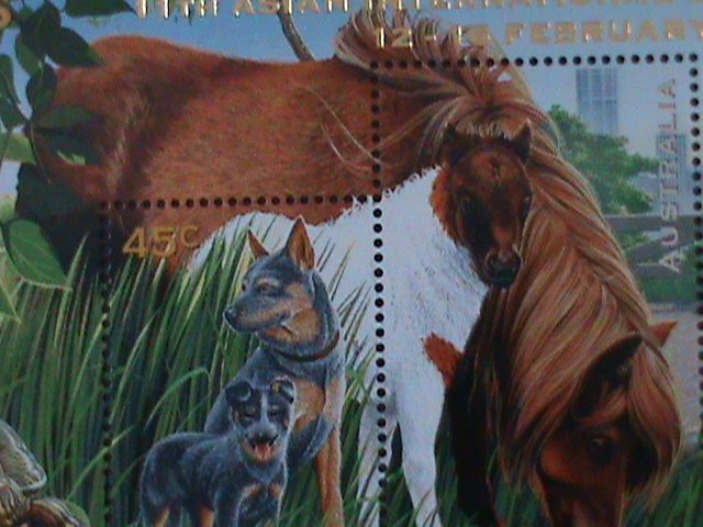 ​AUSTRALIA-SC#1563h-HONG KONG97 11TH ASIAN STAMP SHOW-LOVELY PETS MNH S/S