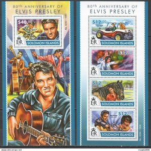 2015 Solomon Islands Elvis Presley Music Legend #3272-76 1+1 ** Ls451