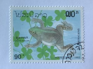 Laos 1993  Scott 1114 CTO - 90k,  Amphibians, frogs,  Xenopus muelleri