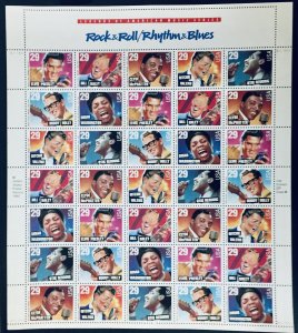 United States #2724-2730 29¢ Rock & Roll/Rhythm and Blues. Full sheet. MNH