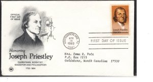 US  FDC 2038, Joseph Priestley, clergyman, scientist, educator,   ...   7500688