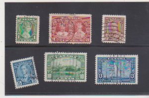 CANADA Scott  # 211- 216 - KING GEORGE V SILVER JUBILEE USED SET Catalogue $13.5