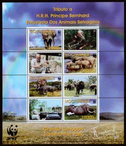 Mozambique Scott 1588 (2002) World Wildlife Fund, Elephants Sheet, Mint NH VF C