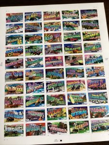 Scott#3561-3610, Greetings from America, Pane of 50 (34cent) Stamps-2002-MNH-US