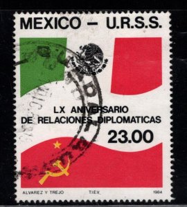 Mexico Scott 1358 Used airmail Mexico Russian flags