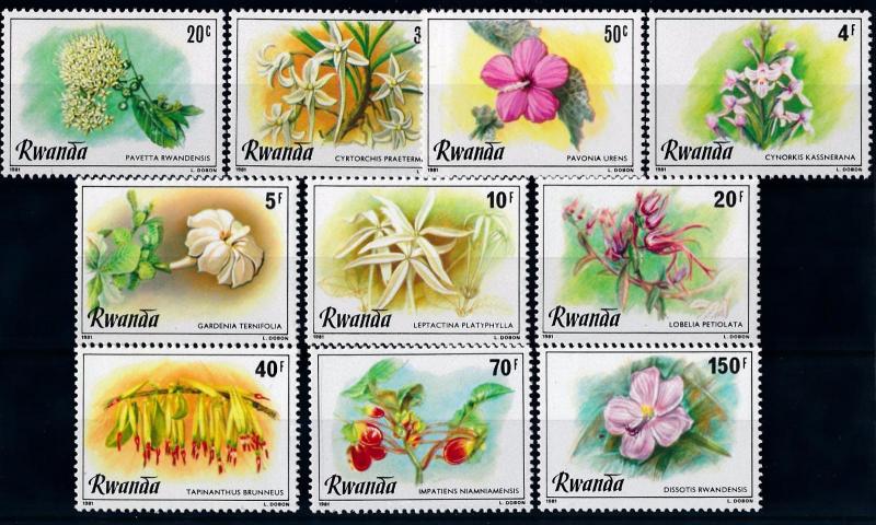 [64909] Rwanda 1981 Flora Flowers Blumen 10 Values MNH