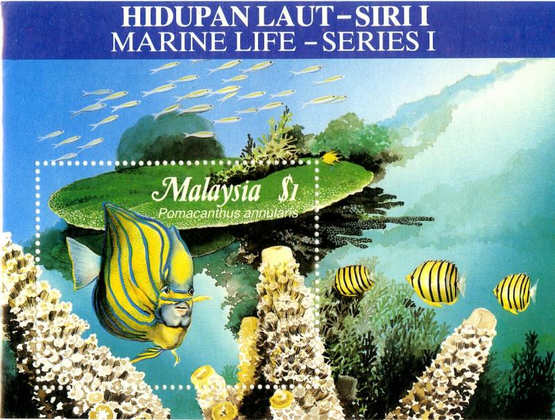 MALAYSIA 386 MNH S/S SCV $7.00 BIN $4.50 MARINE LIFE