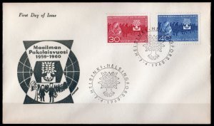 Finland 1960 Sc#368/369 WORLD REFUGEE YEAR (UN) UPROOTED OAK EMBLEM Set (2) FDC