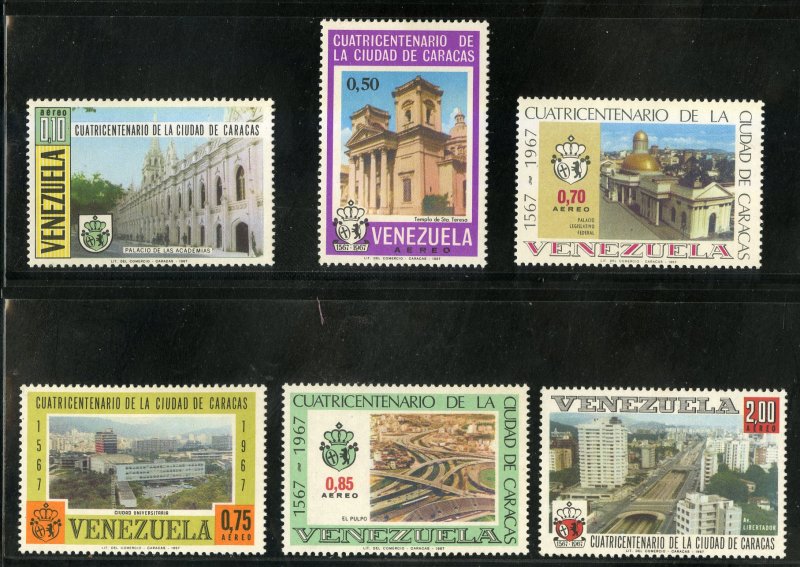 VENEZUELA C977-82 MNH SCV $5.05 BIN $2.50 400 ANNIV OF CARACAS