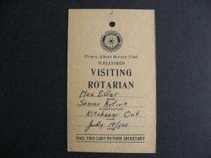 Canada 1954 Rotary International visiting Rotarian postcard, very interesting!