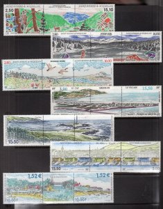 St Pierre & Miquelon 1992-2001, 7 Different Pairs With Labels MNH