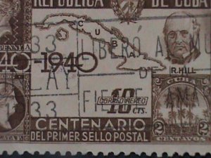 ​CUBA-1940-SC#C32 CENTENARY-OF THE 1ST POSTAGE STAMP - USED VERY FINE-