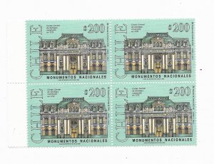 CHILE 1992 NATIONAL MONUMENTS CORREO CENTRAL DE SANTIAGO BUILDING 4 VAL MNH